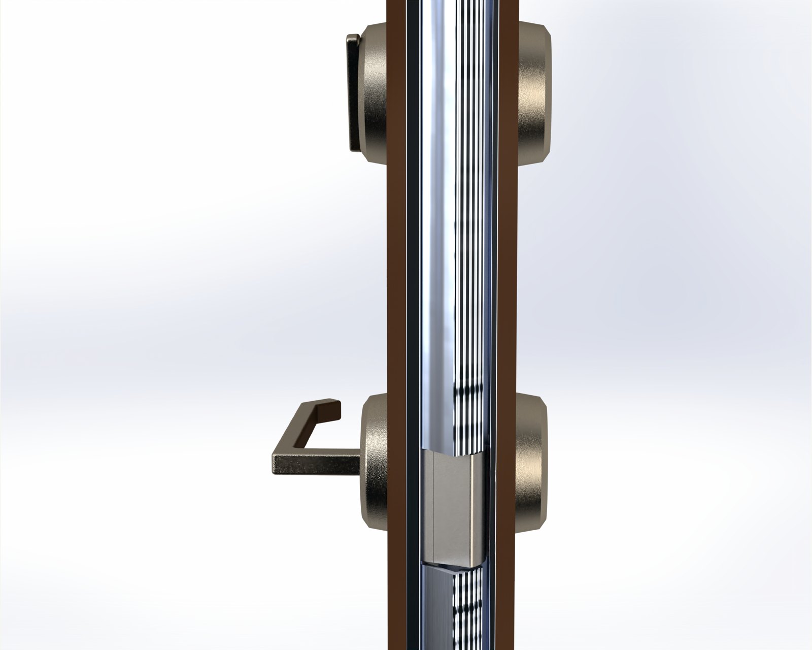 Render of the full door edge with the lock profile and handleset